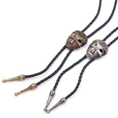 Leather Boot Lace Mask Bolo Tie