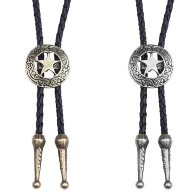 Leather Boot Lace Sheriff Star Bolo Tie