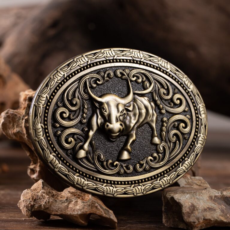 Bronze Running Bull Belt Buckle