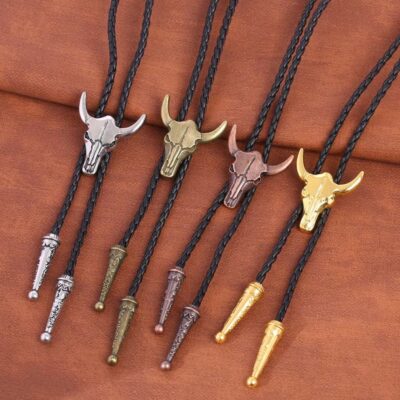 Bull Skull Head Bolo Tie