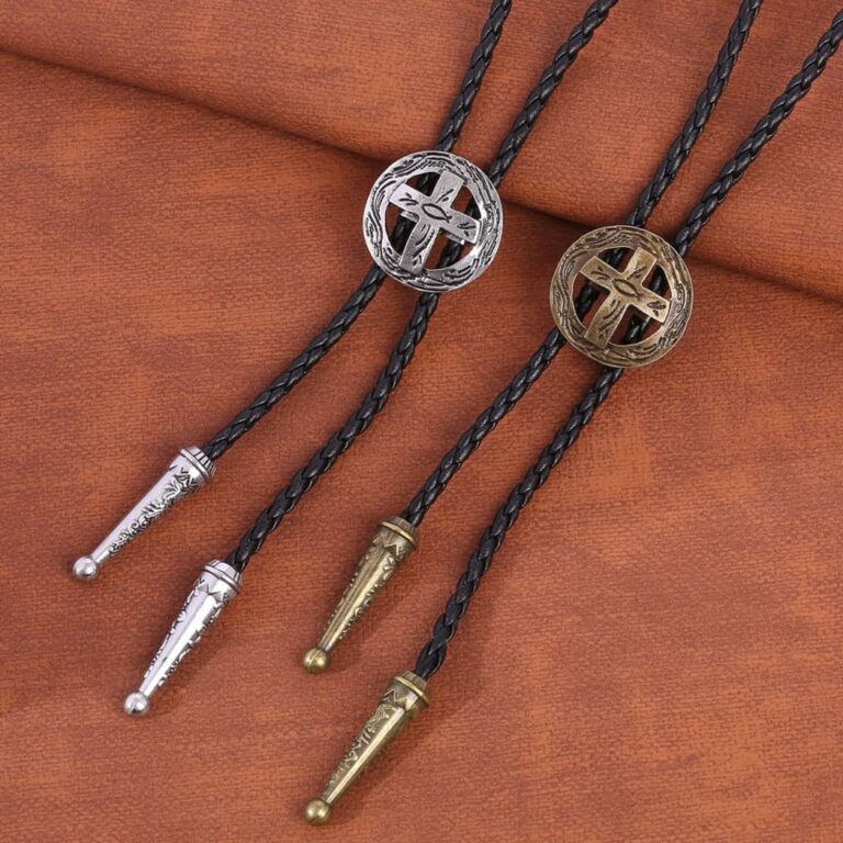 Christian Cross Engraved Ichthys Bolo Tie