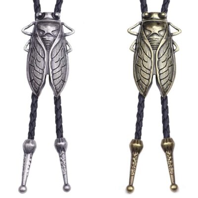 Leather Boot Lace Cicada Bolo Tie