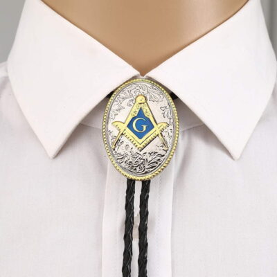 Leather Boot Lace Gold Silver Masonic Bolo Freemason Necktie