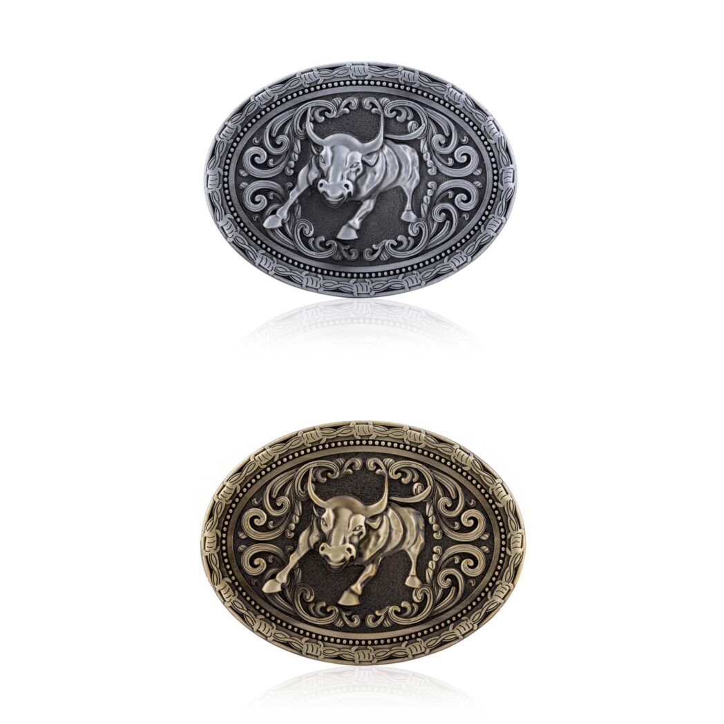 Running Bull Belt Buckle Side By Side