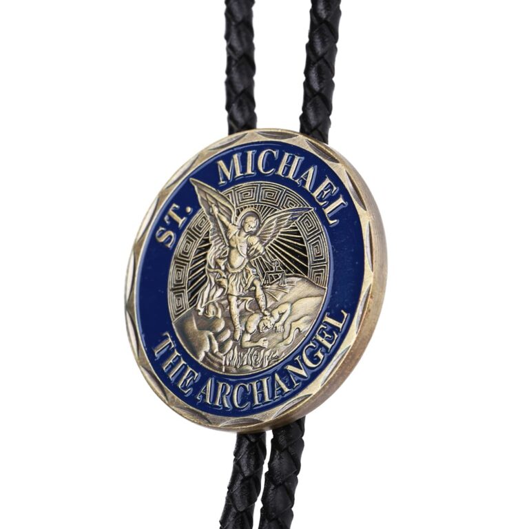 ST Michael The Archangel Leather Bootlace Bolo Tie