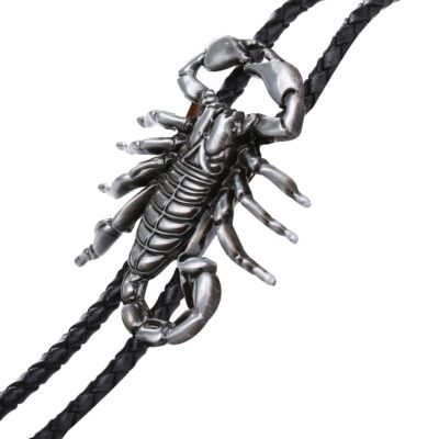 Silver Scorpion Leather Bootlace Bolo Tie